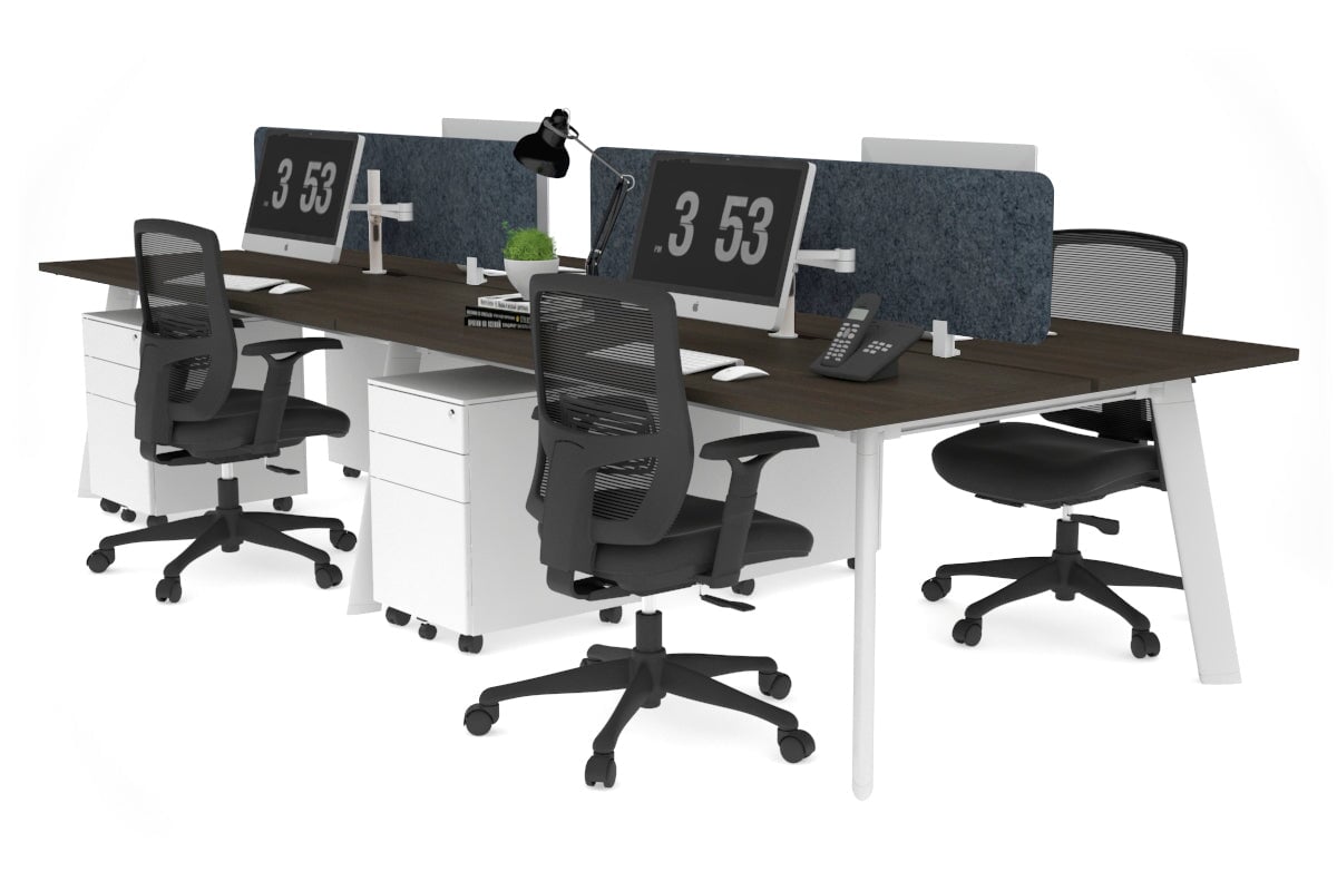 Switch - 4 Person Workstation White Frame [1400L x 800W with Cable Scallop] Jasonl dark oak dark grey echo panel (400H x 1200W) 