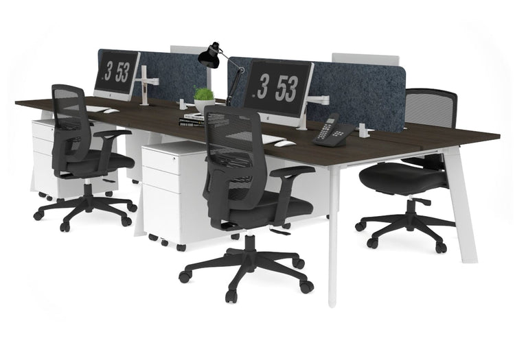 Switch - 4 Person Workstation White Frame [1400L x 800W with Cable Scallop] Jasonl dark oak dark grey echo panel (400H x 1200W) 