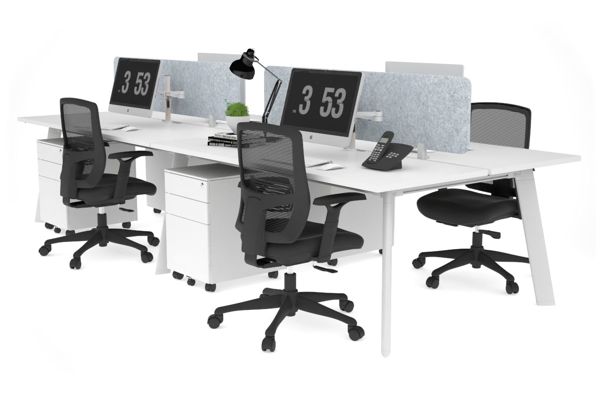 Switch - 4 Person Workstation White Frame [1400L x 800W with Cable Scallop] Jasonl white light grey echo panel (400H x 1200W) 