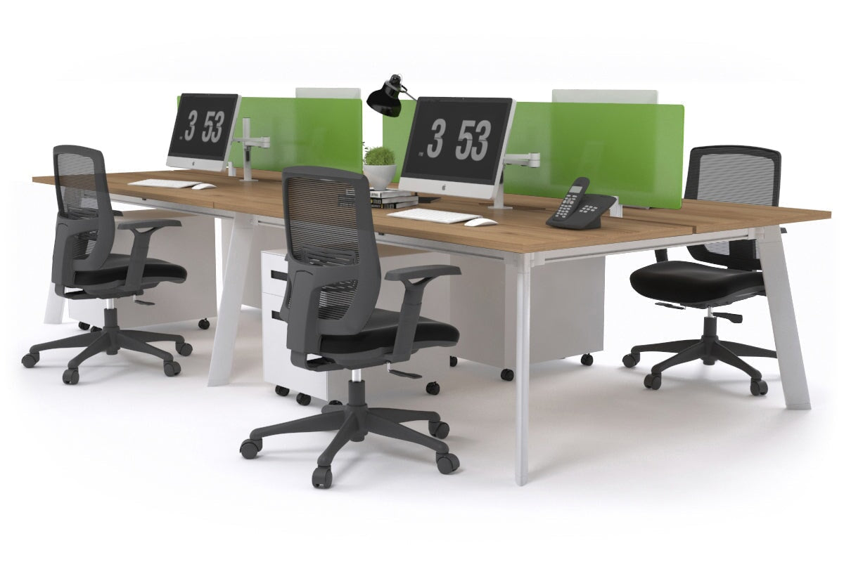 Switch - 4 Person Workstation White Frame [1400L x 800W with Cable Scallop] Jasonl salvage oak green perspex (400H x 800W) 