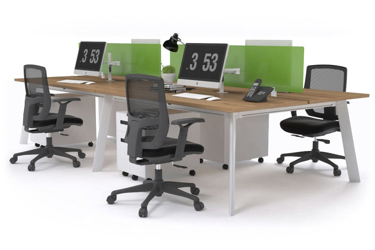 Switch - 4 Person Workstation White Frame [1400L x 800W with Cable Scallop] Jasonl salvage oak green perspex (400H x 800W) 