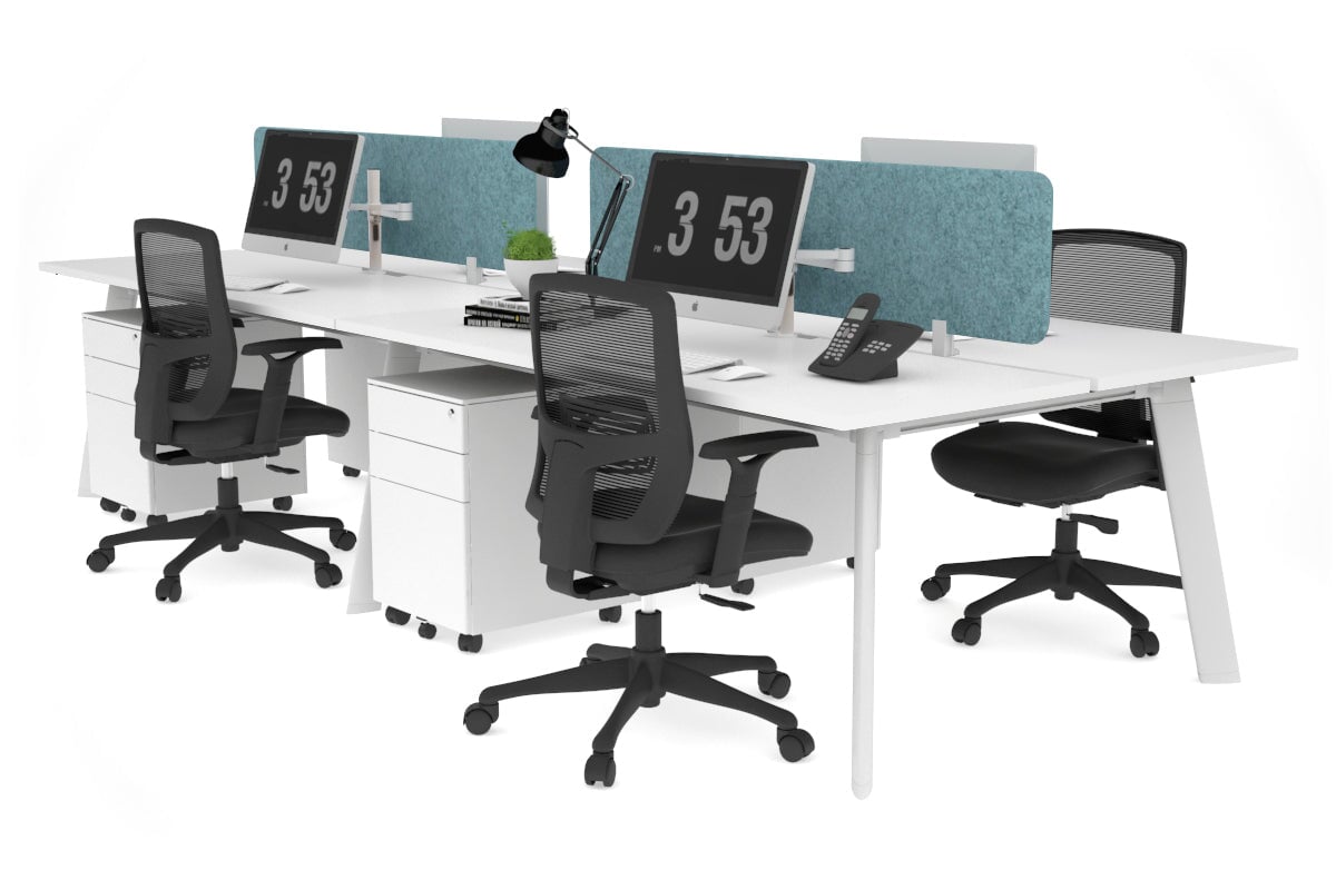 Switch - 4 Person Workstation White Frame [1400L x 800W with Cable Scallop] Jasonl white blue echo panel (400H x 1200W) 