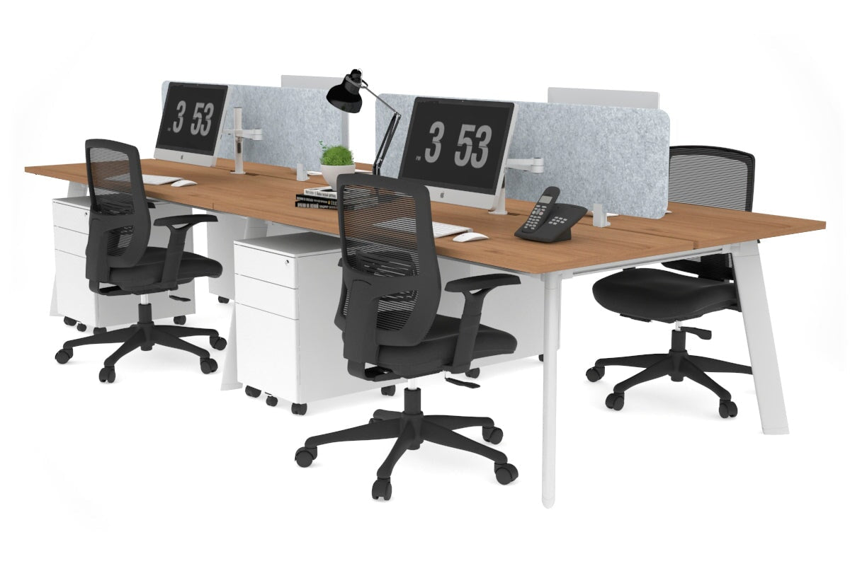 Switch - 4 Person Workstation White Frame [1400L x 800W with Cable Scallop] Jasonl salvage oak light grey echo panel (400H x 1200W) 