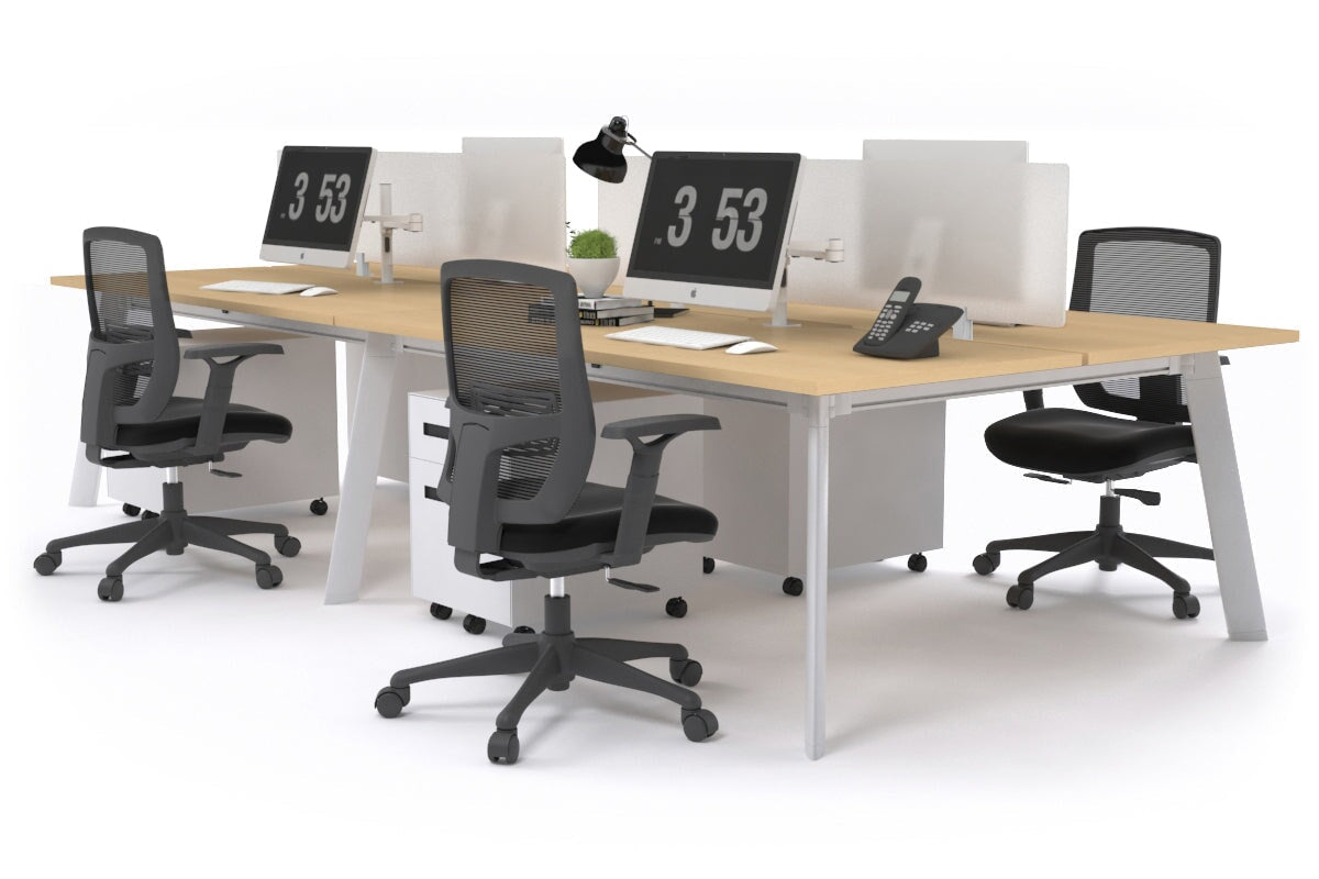 Switch - 4 Person Workstation White Frame [1400L x 800W with Cable Scallop] Jasonl maple white perspex (400H x 800W) 