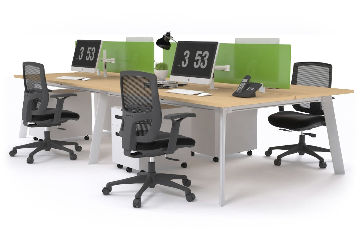 Switch - 4 Person Workstation White Frame [1400L x 800W with Cable Scallop] Jasonl maple green perspex (400H x 800W) 