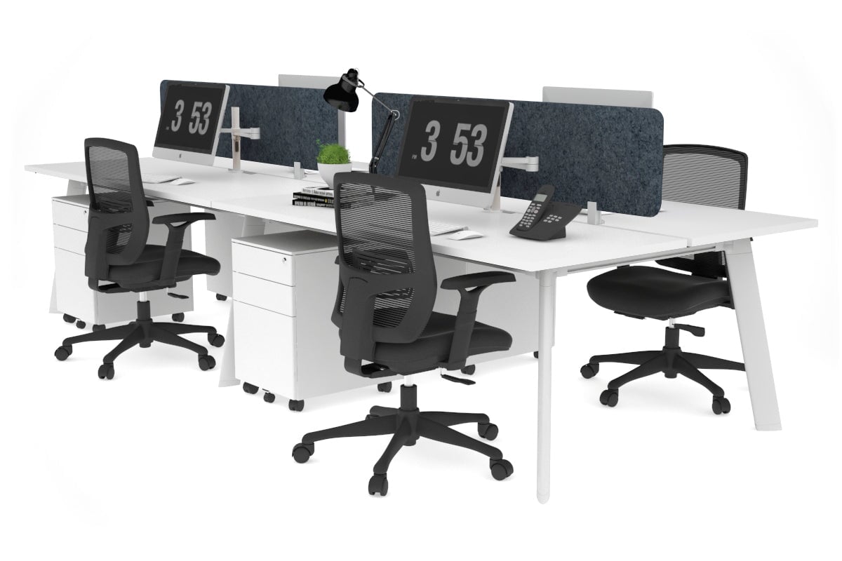 Switch - 4 Person Workstation White Frame [1400L x 800W with Cable Scallop] Jasonl white dark grey echo panel (400H x 1200W) 