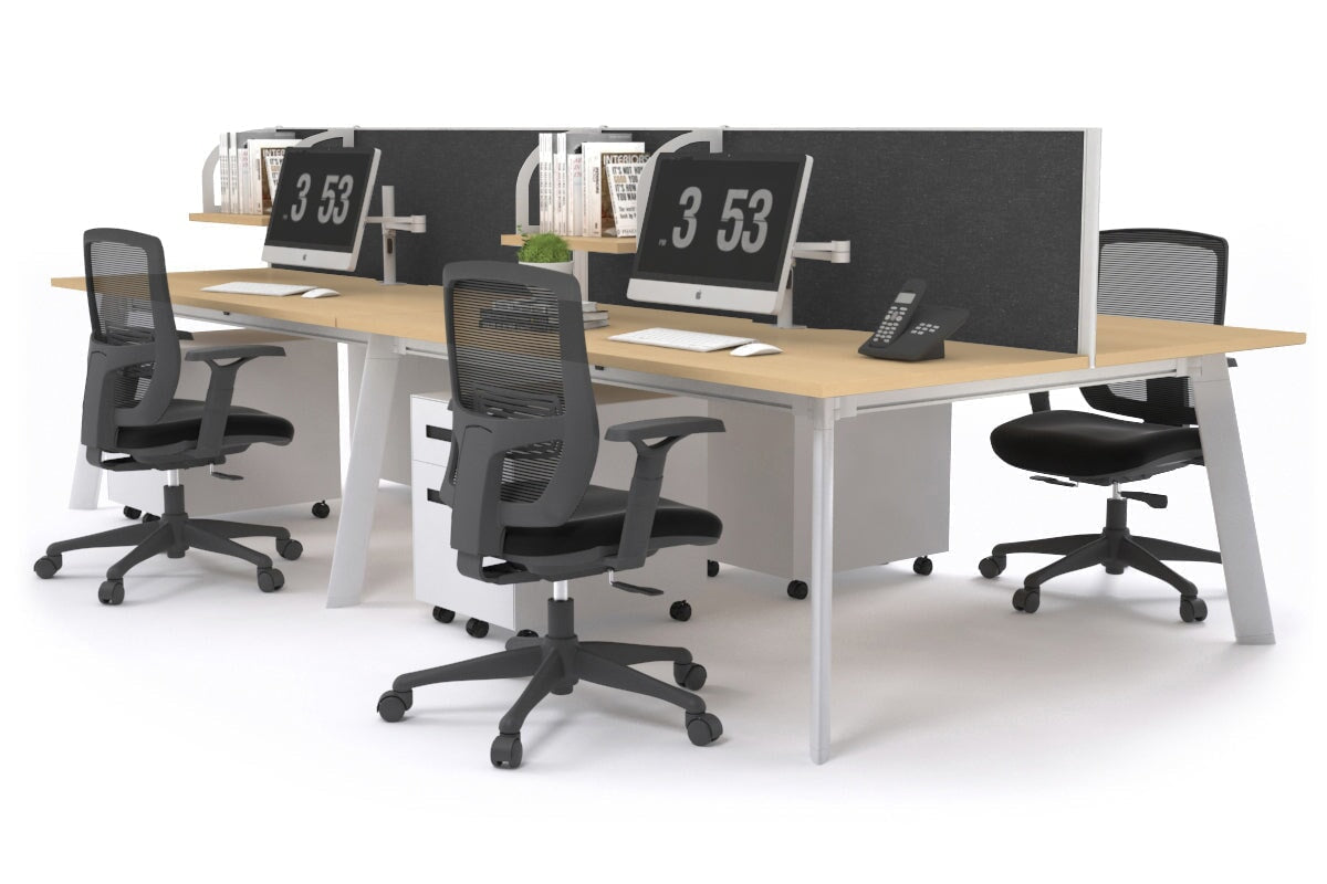 Switch - 4 Person Workstation White Frame [1400L x 800W with Cable Scallop] Jasonl maple moody charcoal (500H x 1400W) 