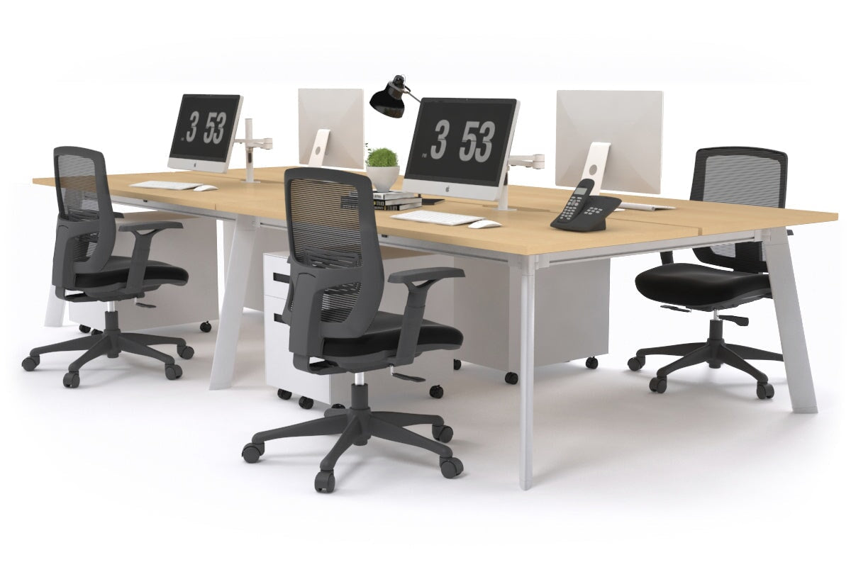 Switch - 4 Person Workstation White Frame [1400L x 800W with Cable Scallop] Jasonl maple none 