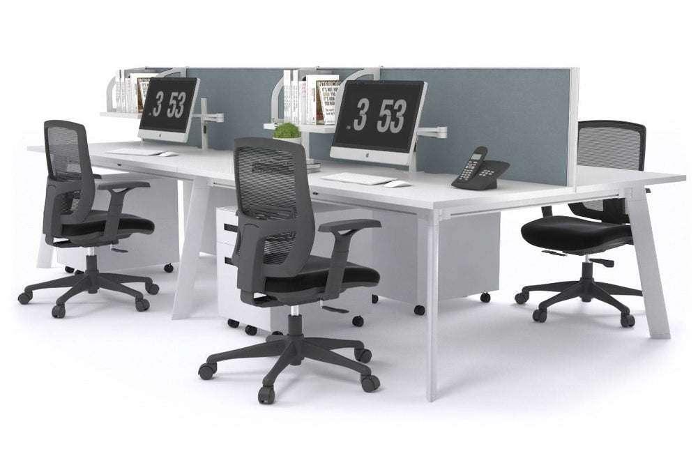 Switch - 4 Person Workstation White Frame [1800L x 800W with Cable Scallop]-white cool grey (500H x 1800W) 