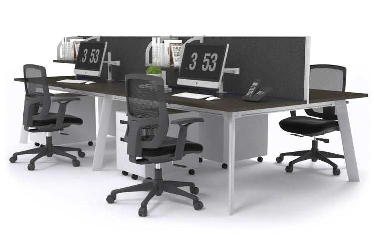 Switch - 4 Person Workstation White Frame [1800L x 800W with Cable Scallop] Jasonl dark oak moody charcoal (500H x 1600W) 