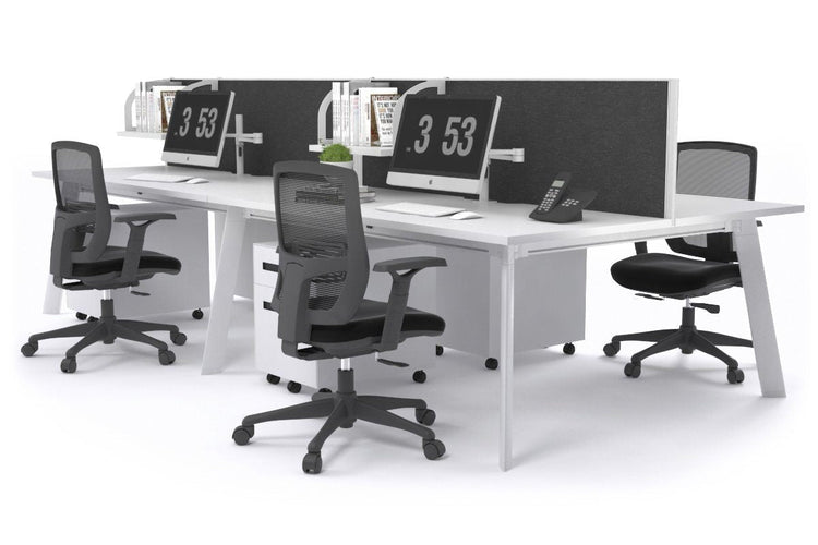 Switch - 4 Person Workstation White Frame [1800L x 800W with Cable Scallop] Jasonl white moody charcoal (500H x 1800W) 