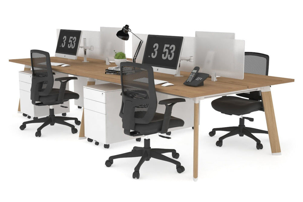 Switch - 4 Person Workstation Wood Imprint Frame [1200L x 700W]-salvage oak white perspex (400H x 800W) 