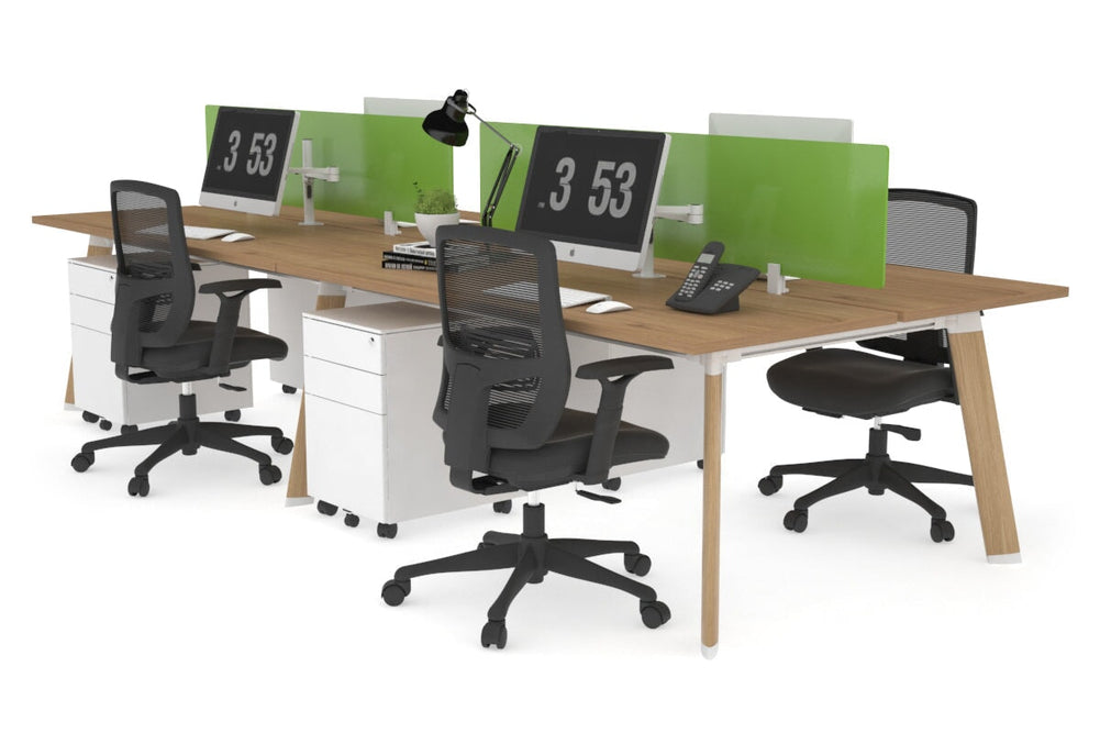 Switch - 4 Person Workstation Wood Imprint Frame [1200L x 700W]-salvage oak green perspex (400H x 800W) 