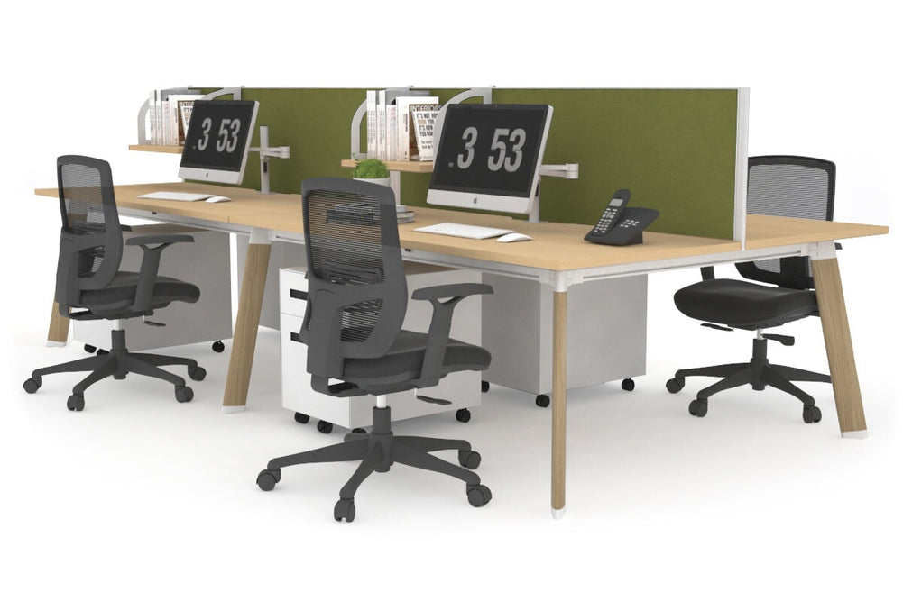 Switch - 4 Person Workstation Wood Imprint Frame [1200L x 800W with Cable Scallop]-maple green moss (500H x 1200W) 
