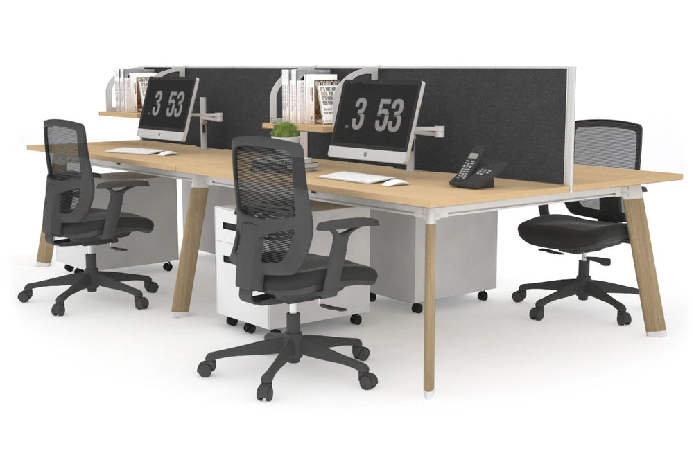 Switch - 4 Person Workstation Wood Imprint Frame [1200L x 800W with Cable Scallop]-maple moody charcoal (500H x 1200W) 