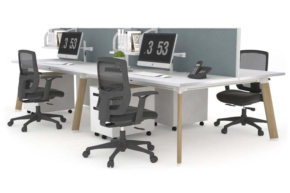 Switch - 4 Person Workstation Wood Imprint Frame [1200L x 800W with Cable Scallop]-white cool grey (500H x 1200W) 