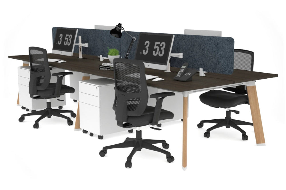 Switch - 4 Person Workstation Wood Imprint Frame [1200L x 800W with Cable Scallop]-dark oak dark grey acoustic panel (400H x 1200W) 