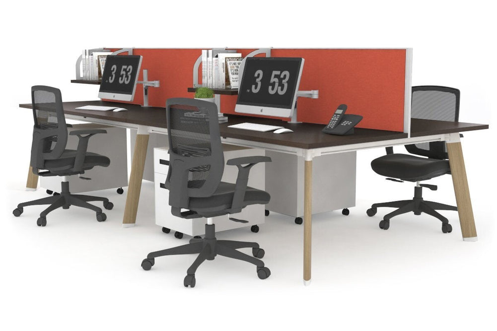 Switch - 4 Person Workstation Wood Imprint Frame [1200L x 800W with Cable Scallop]-dark oak moody charcoal (500H x 1200W) 