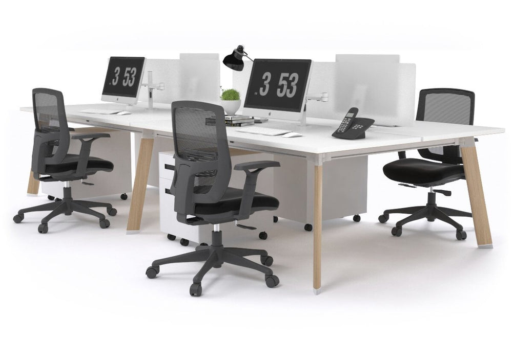 Switch - 4 Person Workstation Wood Imprint Frame [1200L x 800W with Cable Scallop]-white white perspex (400H x 800W) 