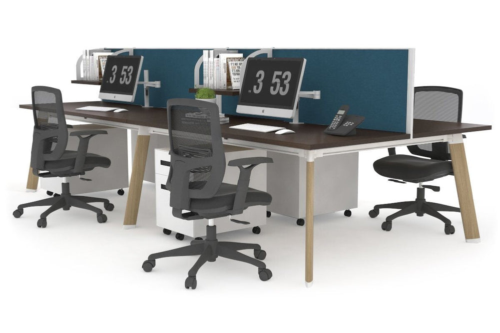 Switch - 4 Person Workstation Wood Imprint Frame [1200L x 800W with Cable Scallop]-dark oak moody charcoal (500H x 1200W) 