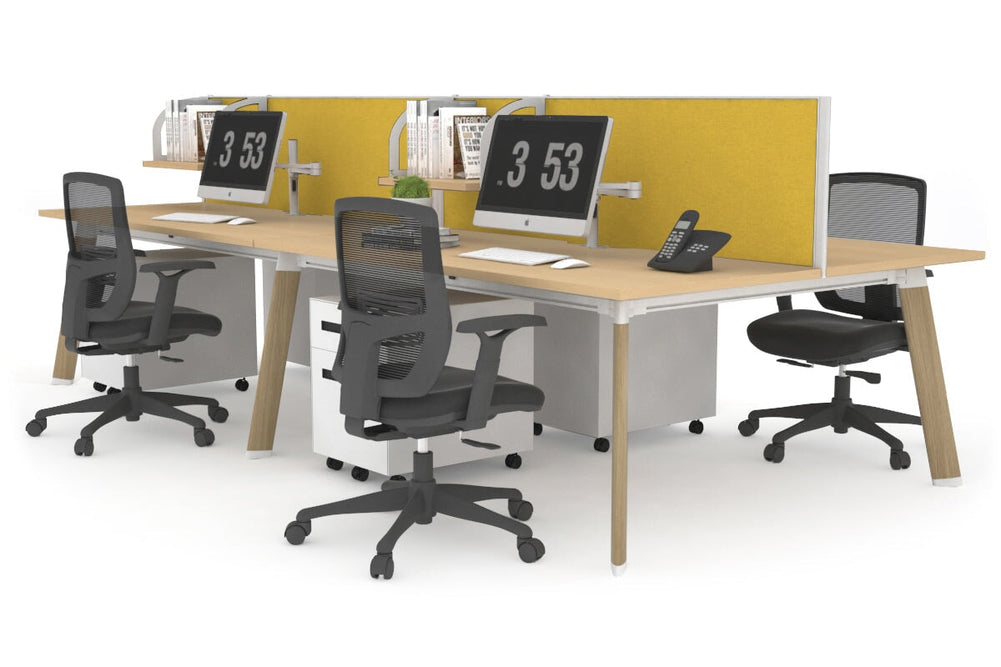 Switch - 4 Person Workstation Wood Imprint Frame [1200L x 800W with Cable Scallop]-maple mustard yellow (500H x 1200W) 