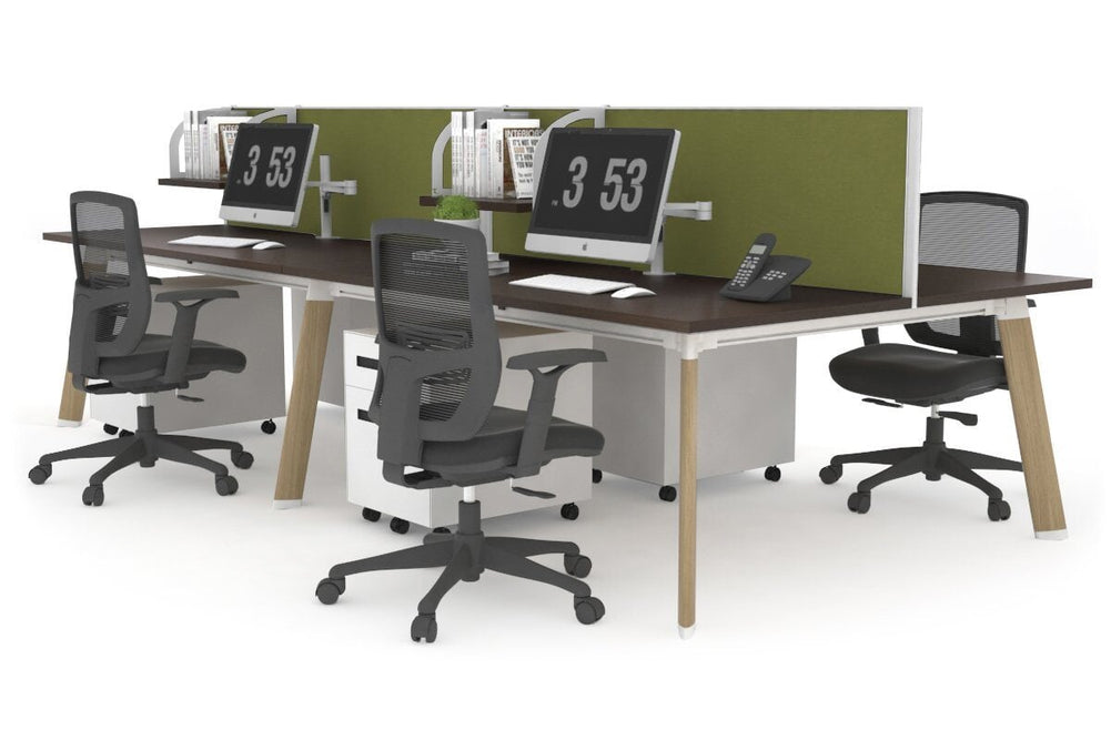 Switch - 4 Person Workstation Wood Imprint Frame [1200L x 800W with Cable Scallop]-dark oak moody charcoal (500H x 1200W) 
