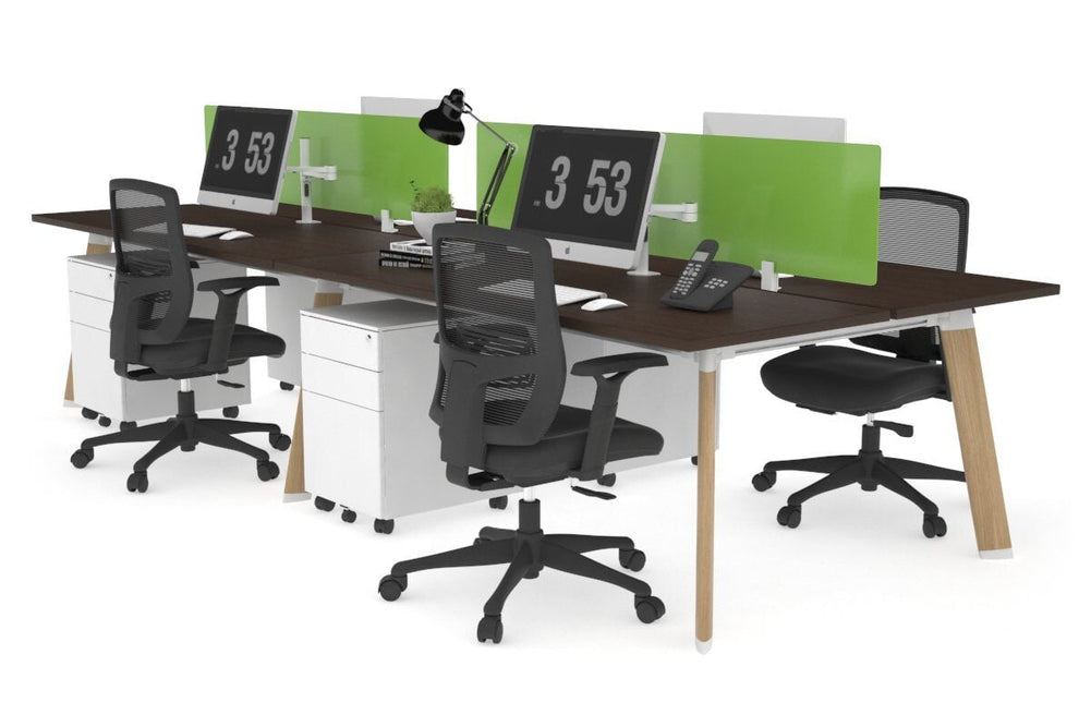 Switch - 4 Person Workstation Wood Imprint Frame [1400L x 700W]-dark oak moody charcoal (500H x 1400W) 