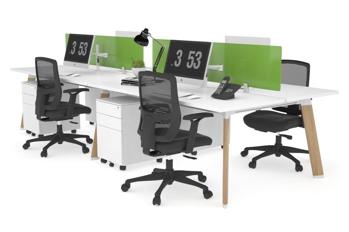 Switch - 4 Person Workstation Wood Imprint Frame [1400L x 700W] Jasonl white green perspex (400H x 800W) 