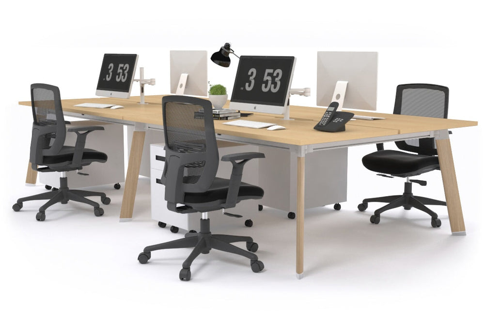 Switch - 4 Person Workstation Wood Imprint Frame [1400L x 800W with Cable Scallop]-maple none 