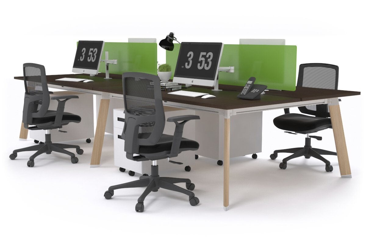 Switch - 4 Person Workstation Wood Imprint Frame [1400L x 800W with Cable Scallop]-dark oak moody charcoal (500H x 1400W) 