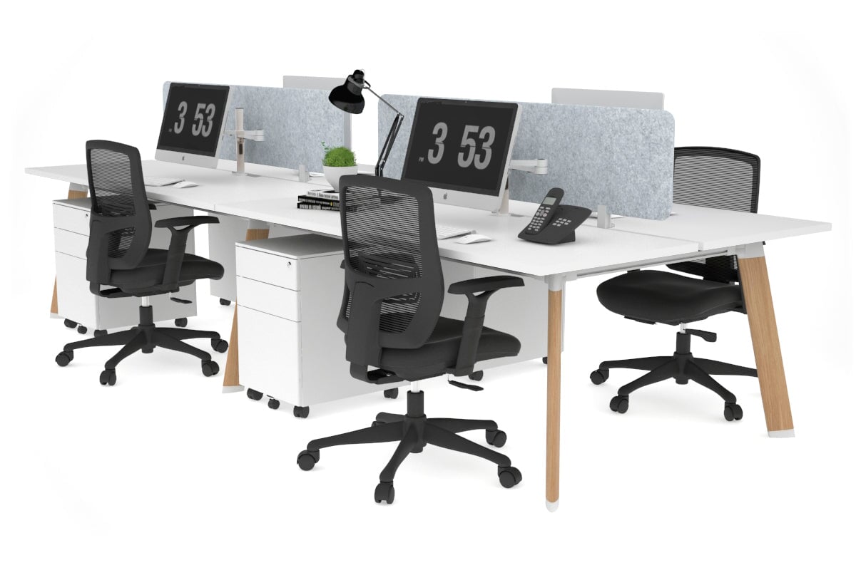 Switch - 4 Person Workstation Wood Imprint Frame [1400L x 800W with Cable Scallop]-white light grey echo panel (400H x 1200W) 