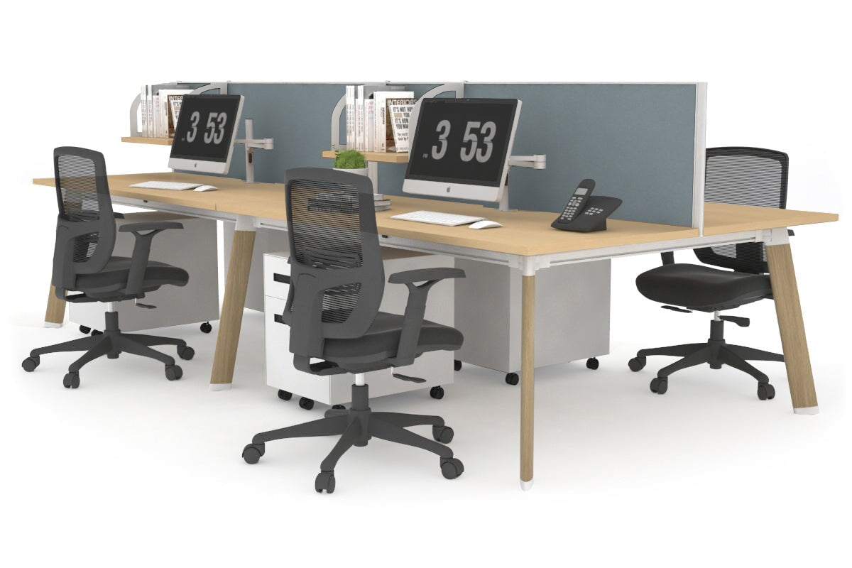 Switch - 4 Person Workstation Wood Imprint Frame [1400L x 800W with Cable Scallop]-maple cool grey (500H x 1400W) 