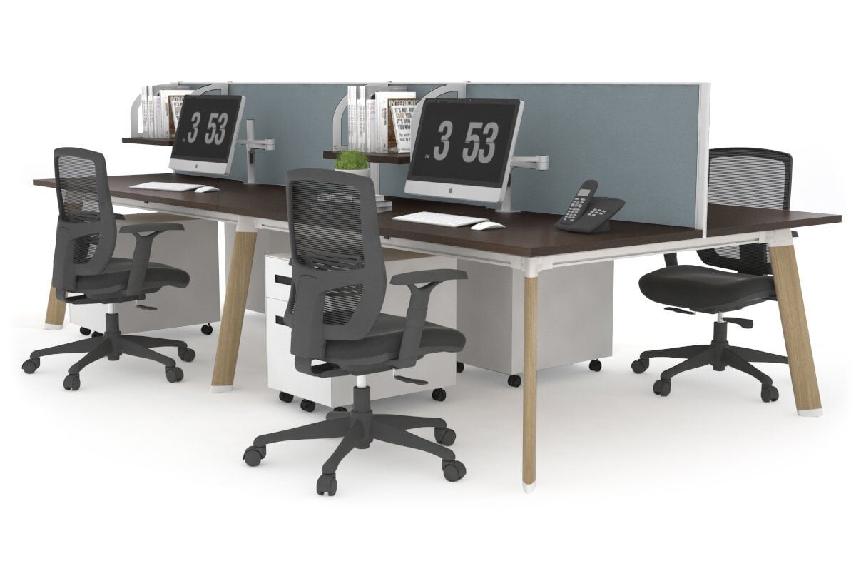 Switch - 4 Person Workstation Wood Imprint Frame [1400L x 800W with Cable Scallop]-dark oak moody charcoal (500H x 1400W) 