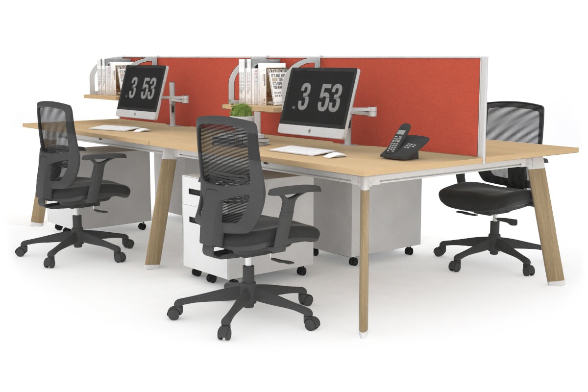 Switch - 4 Person Workstation Wood Imprint Frame [1400L x 800W with Cable Scallop]-maple orange squash (500H x 1400W) 