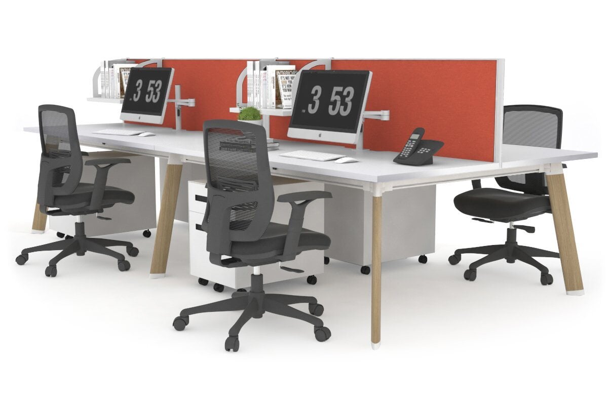 Switch - 4 Person Workstation Wood Imprint Frame [1400L x 800W with Cable Scallop]-white orange squash (500H x 1400W) 