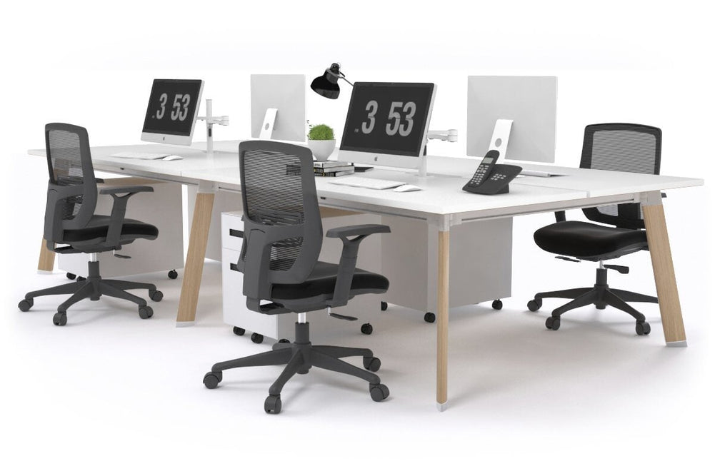 Switch - 4 Person Workstation Wood Imprint Frame [1400L x 800W with Cable Scallop]-white none 