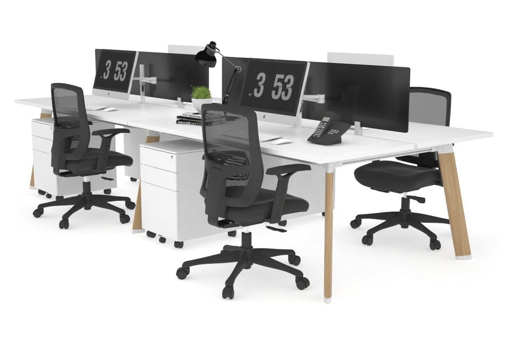 Switch - 4 Person Workstation Wood Imprint Frame [1600L x 700W]-white black perspex (400H x 1500W) 