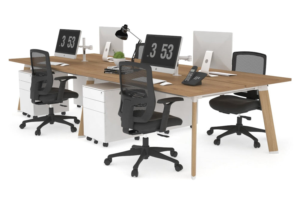 Switch - 4 Person Workstation Wood Imprint Frame [1600L x 700W]-salvage oak none 