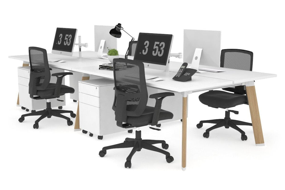 Switch - 4 Person Workstation Wood Imprint Frame [1600L x 700W]-white none 