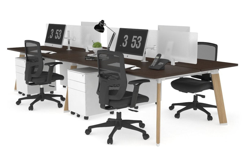 Switch - 4 Person Workstation Wood Imprint Frame [1600L x 700W]-dark oak moody charcoal (500H x 1600W) 