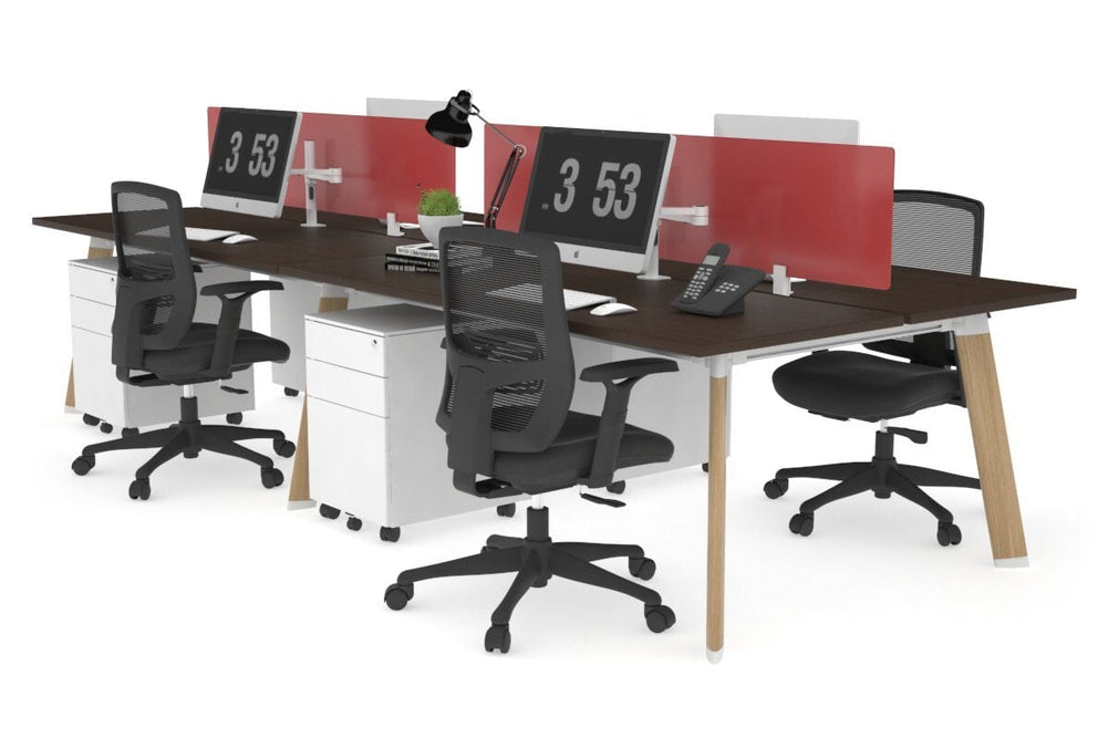 Switch - 4 Person Workstation Wood Imprint Frame [1600L x 700W]-dark oak moody charcoal (500H x 1600W) 