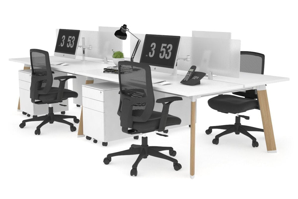 Switch - 4 Person Workstation Wood Imprint Frame [1600L x 700W]-white white perspex (400H x 1500W) 