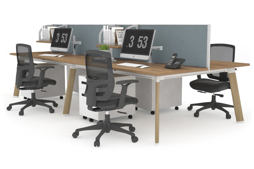 Switch - 4 Person Workstation Wood Imprint Frame [1600L x 800W with Cable Scallop]-salvage oak cool grey (500H x 1600W) 
