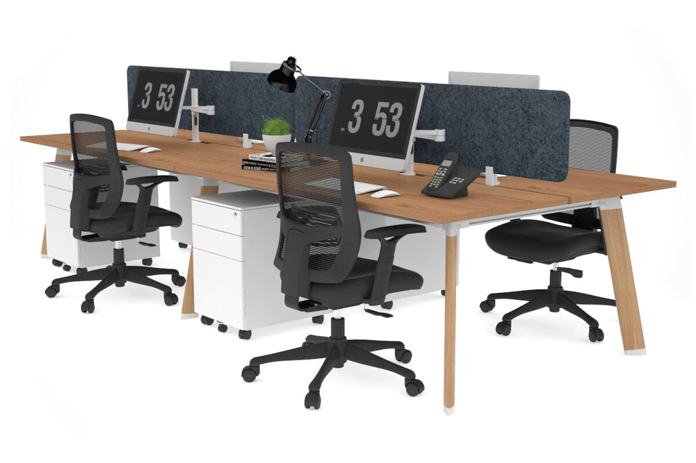 Switch - 4 Person Workstation Wood Imprint Frame [1600L x 800W with Cable Scallop]-salvage oak dark grey acoustic panel (400H x 1600W) 