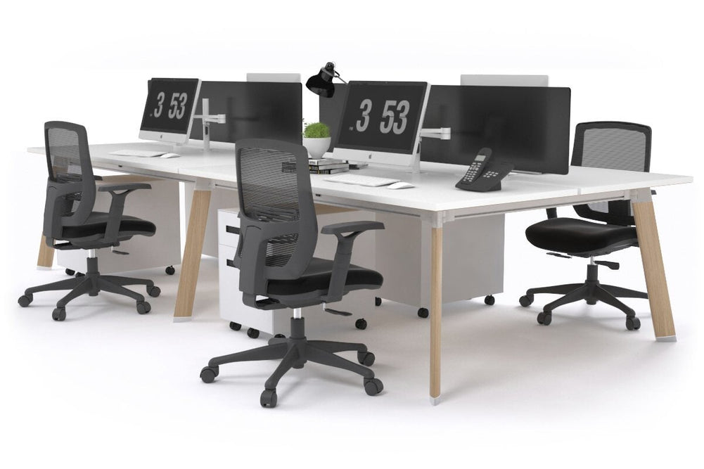 Switch - 4 Person Workstation Wood Imprint Frame [1600L x 800W with Cable Scallop]-white black perspex (400H x 1500W) 