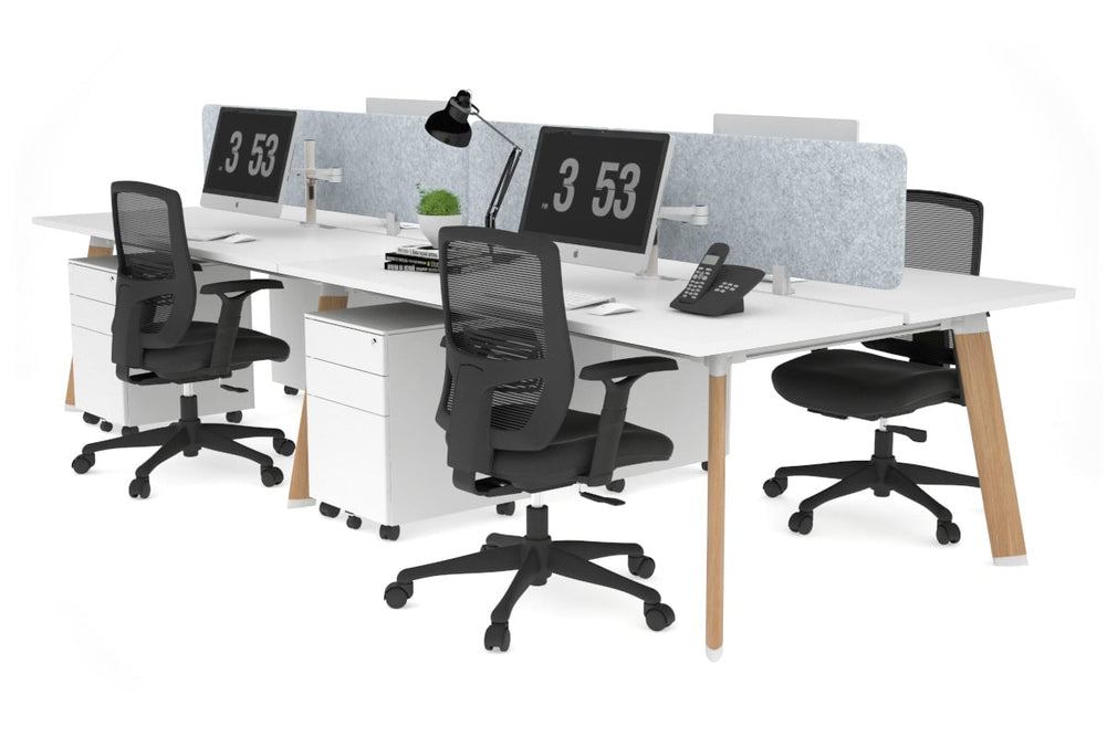 Switch - 4 Person Workstation Wood Imprint Frame [1600L x 800W with Cable Scallop]-white light grey acoustic panel (400H x 1600W) 