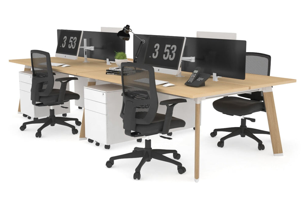 Switch - 4 Person Workstation Wood Imprint Frame [1800L x 700W]-maple black perspex (400H x 1500W) 