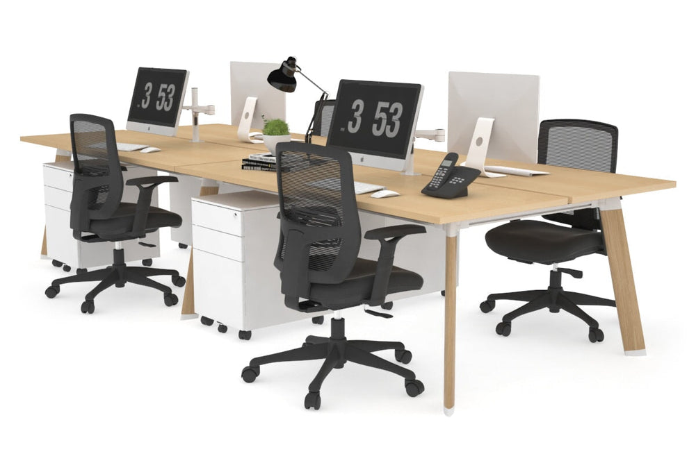 Switch - 4 Person Workstation Wood Imprint Frame [1800L x 700W]-maple none 