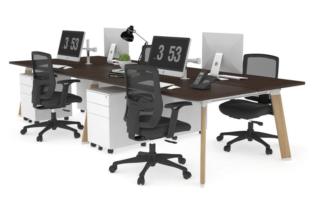 Switch - 4 Person Workstation Wood Imprint Frame [1800L x 700W]-dark oak moody charcoal (500H x 1800W) 