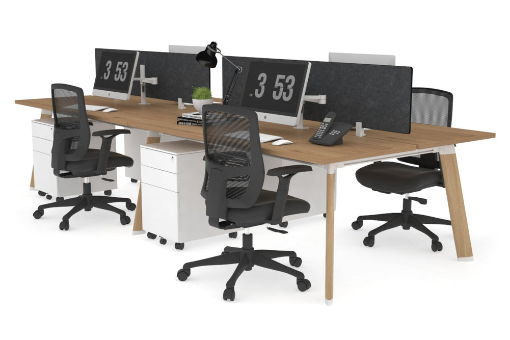 Switch - 4 Person Workstation Wood Imprint Frame [1800L x 700W]-salvage oak grey acoustic perspex (400H x 1500W) 